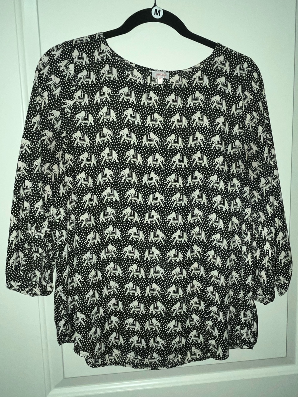 Pixley "Ellie" Elephant Blouse Print Black & Cream